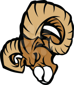 Ram Graphic Mascot Head with Horns