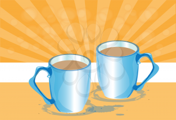 Royalty Free Clipart Image of Two Cups of Coffee