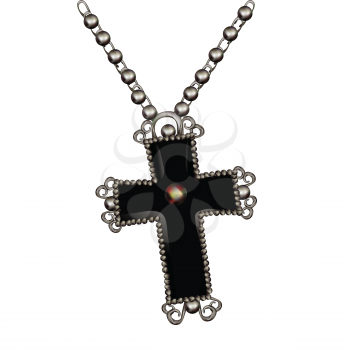 Royalty Free Clipart Image of a Cross Necklace 