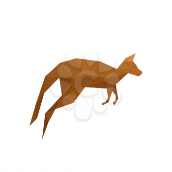 Illustration of origami kangaroo isolated on white background