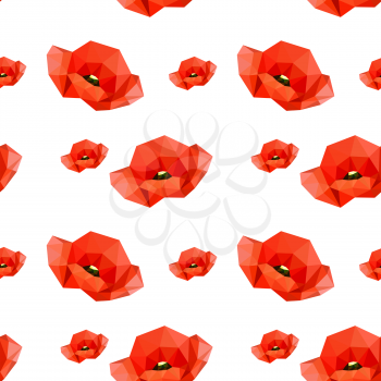 Illustration of seamless pattern with red poppies