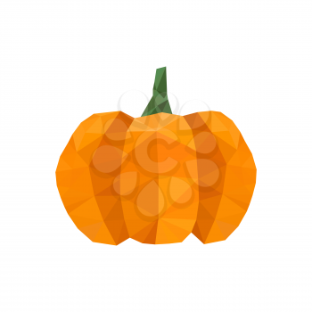 Illustration of modern flat design with origami halloween pumpkin isolated on white background
