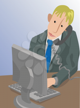 Royalty Free Clipart Image of a Man Working