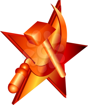 Royalty Free Clipart Image of a Hammer and Sickle, Communist Symbol