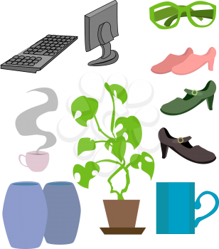 Royalty Free Clipart Image of an Assortment of Lifestyle Objects
