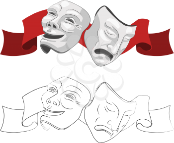 Royalty Free Clipart Image of Theatre Comedy and Tragedy Masks