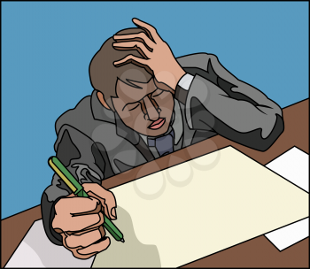 Royalty Free Clipart Image of a Stressed Businessman