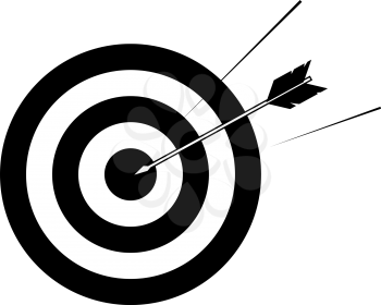 Royalty Free Clipart Image of an Arrow Striking a Target 