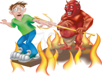 Royalty Free Clipart Image of a Devil Being Evil