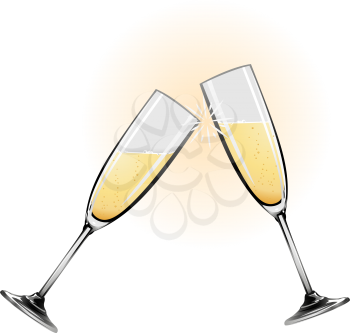 Royalty Free Clipart Image of Two Glasses of Champagne 