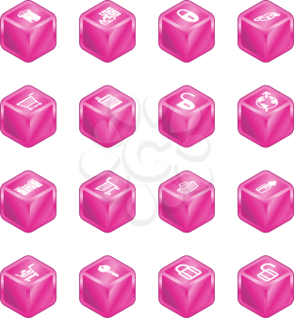 Royalty Free Clipart Image of Cubed Network Icons