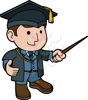 Royalty Free Clipart Image of a Person in a Graduation Cap