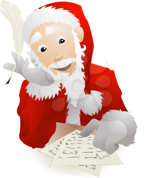 Royalty Free Clipart Image of Santa Claus Checking His List