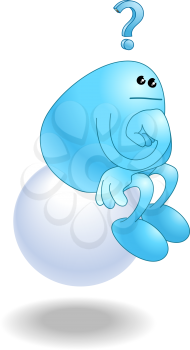 Royalty Free Clipart Image of a Blue Beanie Man Sitting 