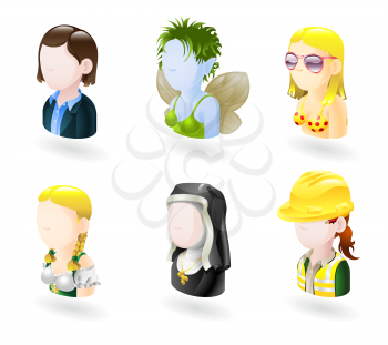 Royalty Free Clipart Image of Female Avatar Characters 