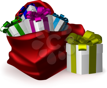 Royalty Free Clipart Image of a Sack of Presents