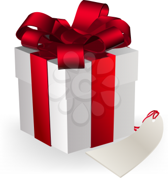Royalty Free Clipart Image of a Gift Box and Tag