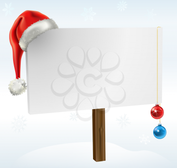 Royalty Free Clipart Image of a Blank Sign and Christmas Ornaments