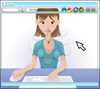 Royalty Free Clipart Image of a Woman Browsing the Internet