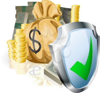 Royalty Free Clipart Image of Money Being Protected