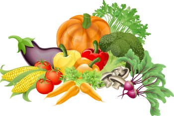Royalty Free Clipart Image of an Assortment of Vegetables