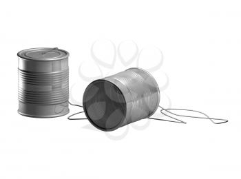 Royalty Free Clipart Image of a Tin Can Phone