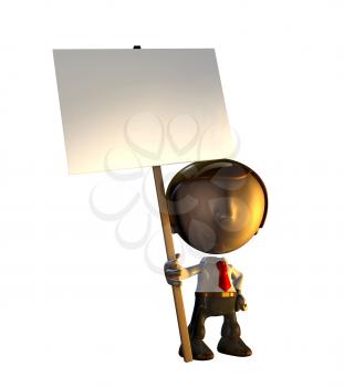 Royalty Free Clipart Image of a Man Holding a Sign