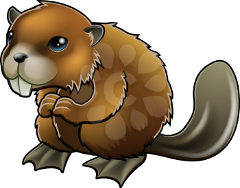 A cute cartoon brown beaver mascot character 