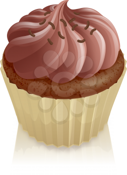 Chocolate fairy cake cupcake with chocolate sprinkles on top
