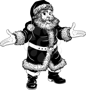 Illustration of a black and white Christmas Santa Claus