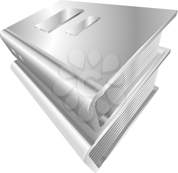 Illustration of shiny metal steel books icon