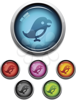 Royalty Free Clipart Image of Glossy Buttons With a Bird