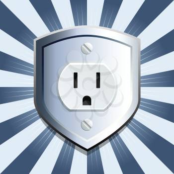Royalty Free Clipart Image of a Metallic Shield Outlet