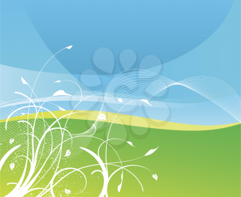 Royalty Free Clipart Image of an Abstract Background With Grass and Sky