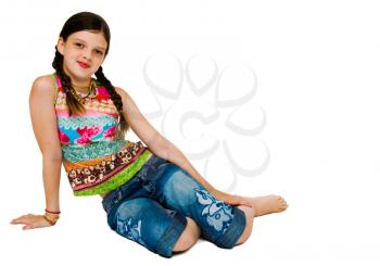 Royalty Free Photo of a Young female Fashion Model Sitting Down