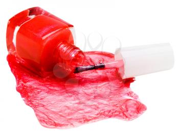 Royalty Free Photo of a Bottle of Spilled Nail Polish