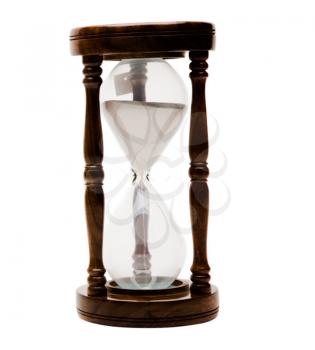 Single old hourglass isolated over white