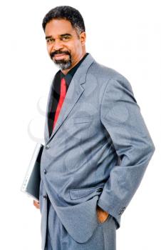 Royalty Free Photo of a Businessman with his Hands in his Pockets