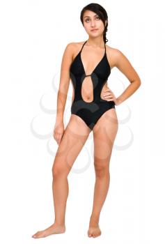 Royalty Free Photo of a Woman Modeling a One Piece Bathing Suit