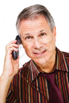Royalty Free Photo of a Businessman Talking on a Mobile Phone