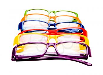Eyeglasses in a row isolated over white