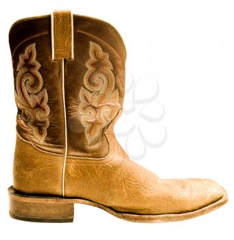 Brown cowboy boot isolated over white