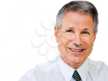 Smiling businessman isolated over white