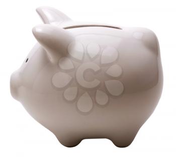 White color piggy bank isolated over white