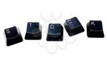 Stock word is made of computer keys isolated over white