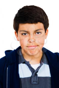 Caucasian boy isolated over white
