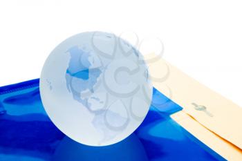 Globe over a file isolated over white