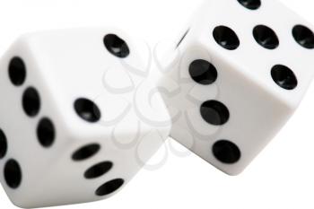 Close-up of two dices isolated over white
