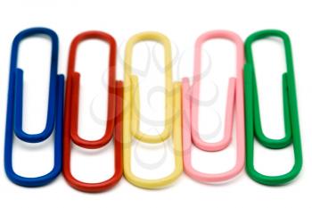 Arrangement of paper clips isolated over white