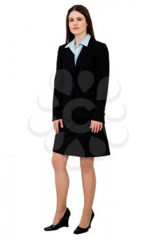 Portrait of a businesswoman standing isolated over white